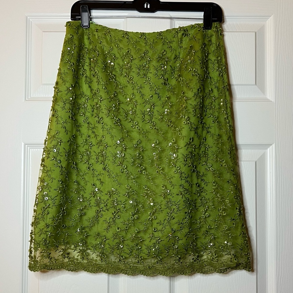 INC International concepts Green sequin beaded skirt